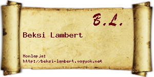Beksi Lambert névjegykártya